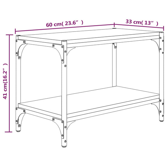 Tv-meubel 60x33x41 cm bewerkt hout en staal gerookt eikenkleur MeubelReus