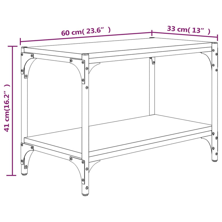 Tv-meubel 60x33x41 cm bewerkt hout en staal gerookt eikenkleur MeubelReus