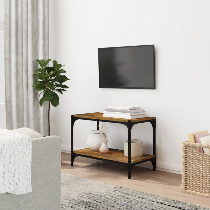 Tv-meubel 60x33x41 cm bewerkt hout en staal gerookt eikenkleur MeubelReus