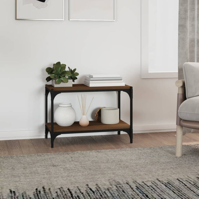 Tv-meubel 60x33x41 cm bewerkt hout en staal bruin eikenkleur MeubelReus