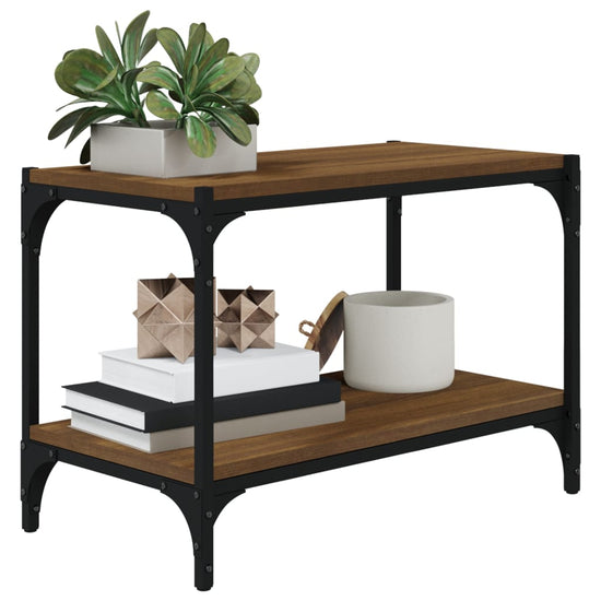 Tv-meubel 60x33x41 cm bewerkt hout en staal bruin eikenkleur MeubelReus
