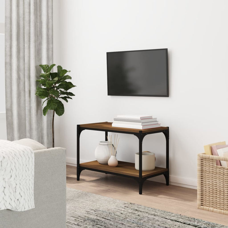 Tv-meubel 60x33x41 cm bewerkt hout en staal bruin eikenkleur MeubelReus