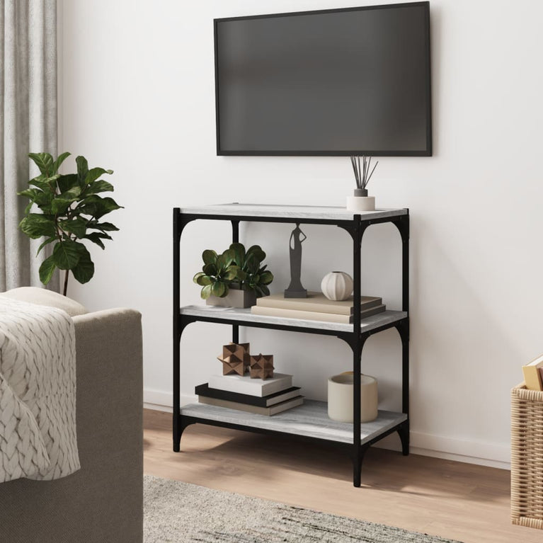 Boekenkast 60x33x70,5 cm hout en staal grijs sonoma eikenkleur MeubelReus
