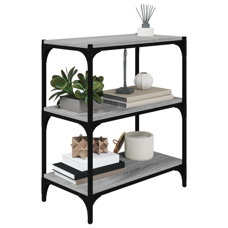 Boekenkast 60x33x70,5 cm hout en staal grijs sonoma eikenkleur MeubelReus