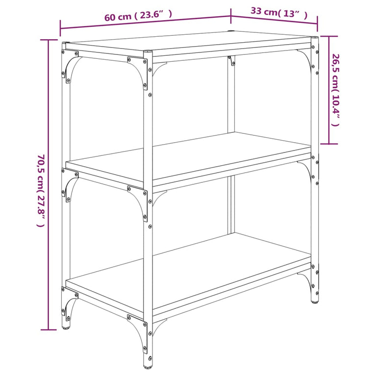 Boekenkast 60x33x70,5 cm hout en staal grijs sonoma eikenkleur MeubelReus
