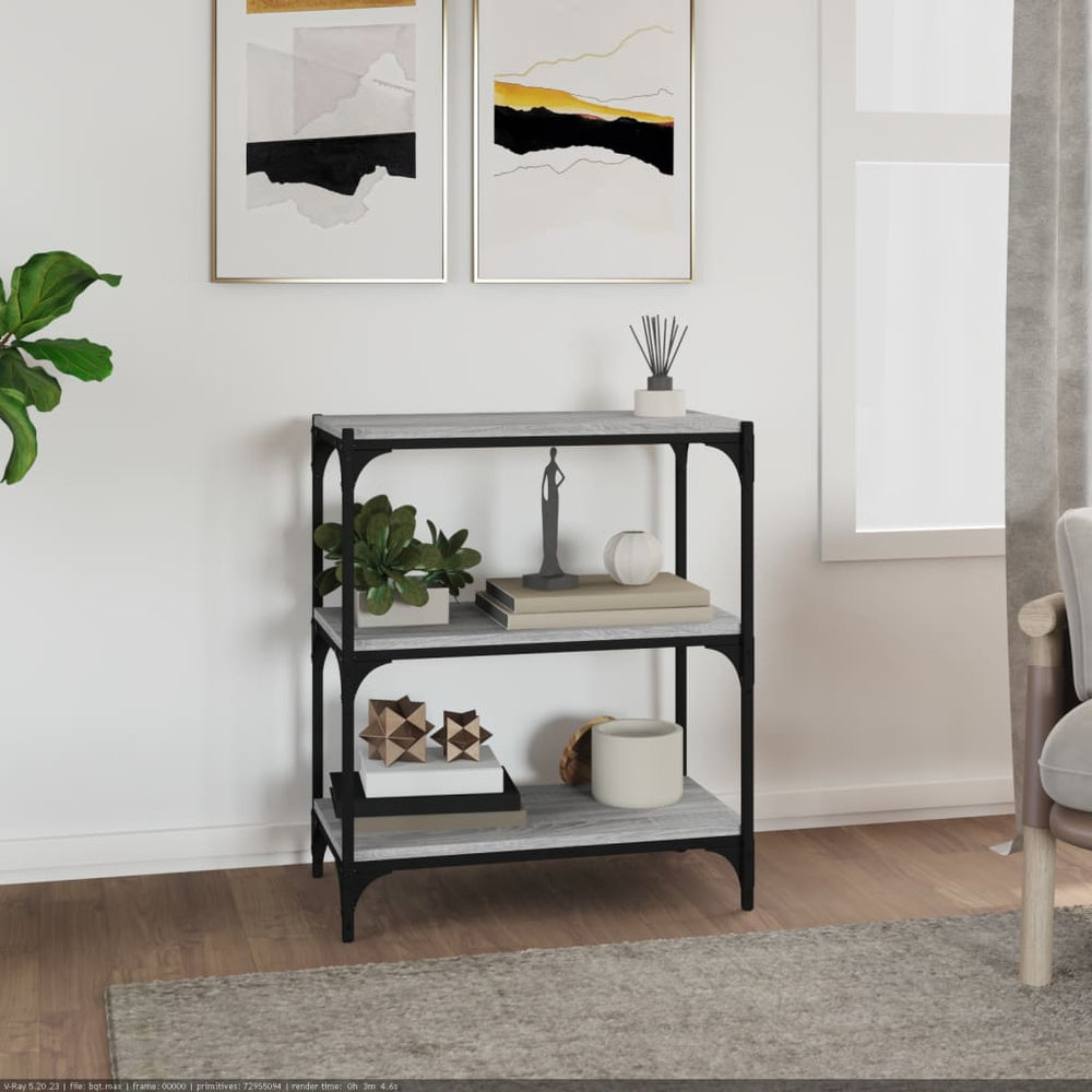 Boekenkast 60x33x70,5 cm hout en staal grijs sonoma eikenkleur MeubelReus