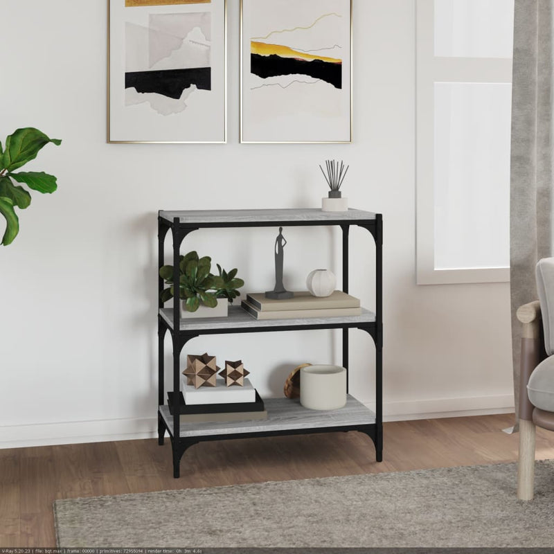 Boekenkast 60x33x70,5 cm hout en staal grijs sonoma eikenkleur MeubelReus