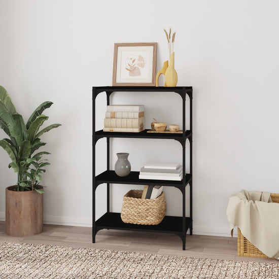 Boekenkast 60x33x70,5 cm bewerkt hout en staal zwart MeubelReus