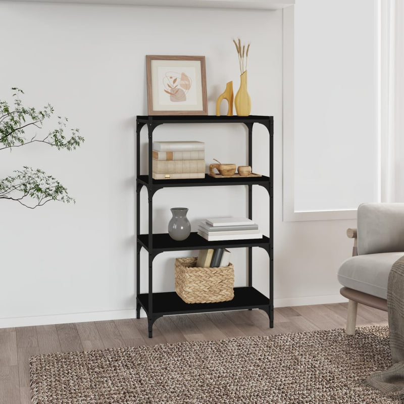 Boekenkast 60x33x70,5 cm bewerkt hout en staal zwart MeubelReus
