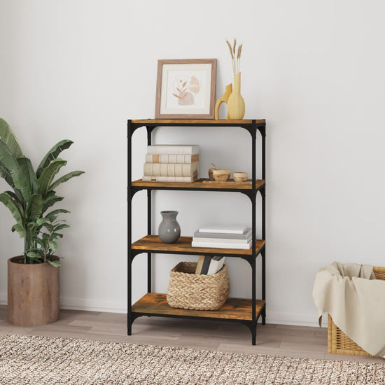 Boekenkast 60x33x100 cm bewerkt hout en staal gerookt eiken MeubelReus