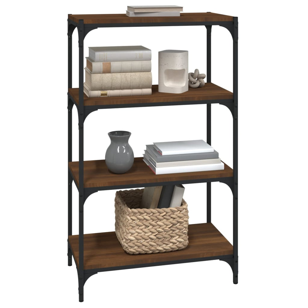 Boekenkast 60x33x100 cm bewerkt hout en staal bruin eikenkleur MeubelReus