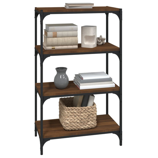 Boekenkast 60x33x100 cm bewerkt hout en staal bruin eikenkleur MeubelReus