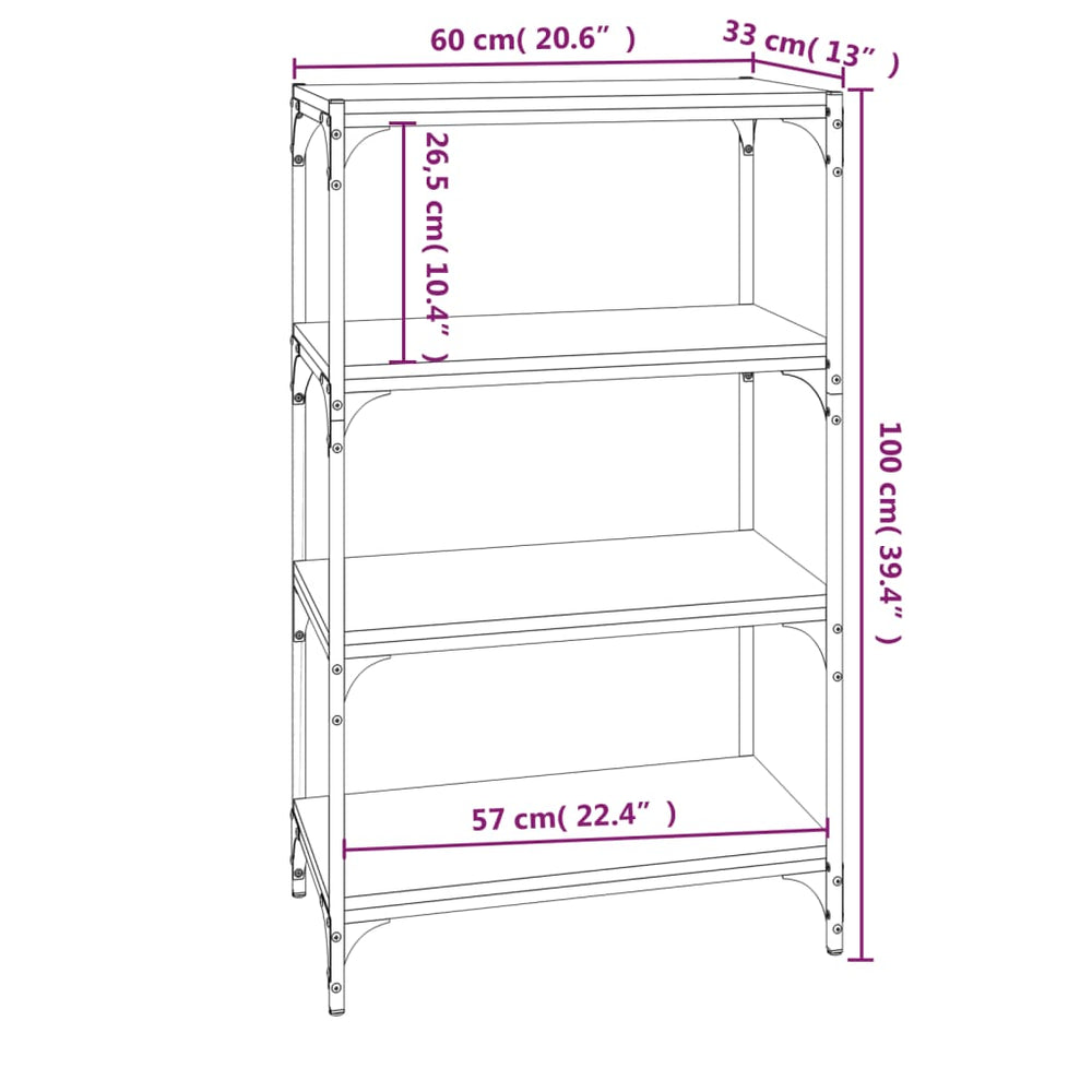 Boekenkast 60x33x100 cm bewerkt hout en staal bruin eikenkleur MeubelReus