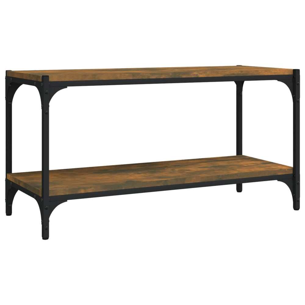 Tv-meubel 80x33x41 cm bewerkt hout en staal gerookt eikenkleur MeubelReus