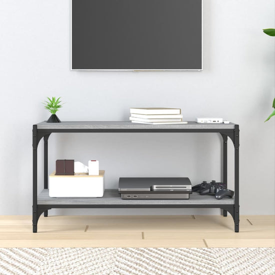 Tv-meubel 80x33x41 cm bewerkt hout en staal grijs sonoma eiken MeubelReus