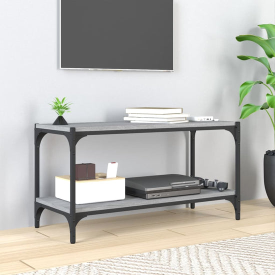 Tv-meubel 80x33x41 cm bewerkt hout en staal grijs sonoma eiken MeubelReus