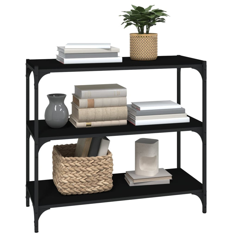 Boekenkast 80x33x70,5 cm bewerkt hout en staal zwart MeubelReus