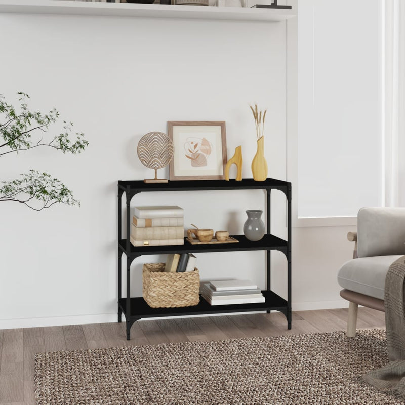 Boekenkast 80x33x70,5 cm bewerkt hout en staal zwart MeubelReus