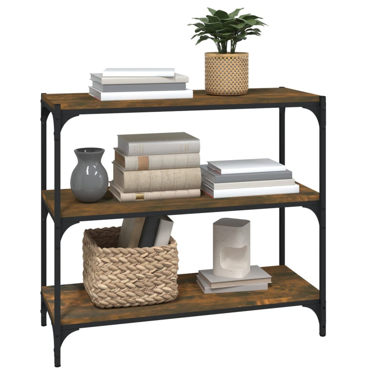 Boekenkast 80x33x70,5 cm hout en staal gerookt eikenkleur MeubelReus