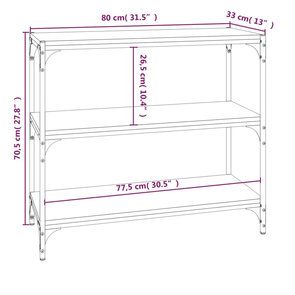 Boekenkast 80x33x70,5 cm hout en staal gerookt eikenkleur MeubelReus