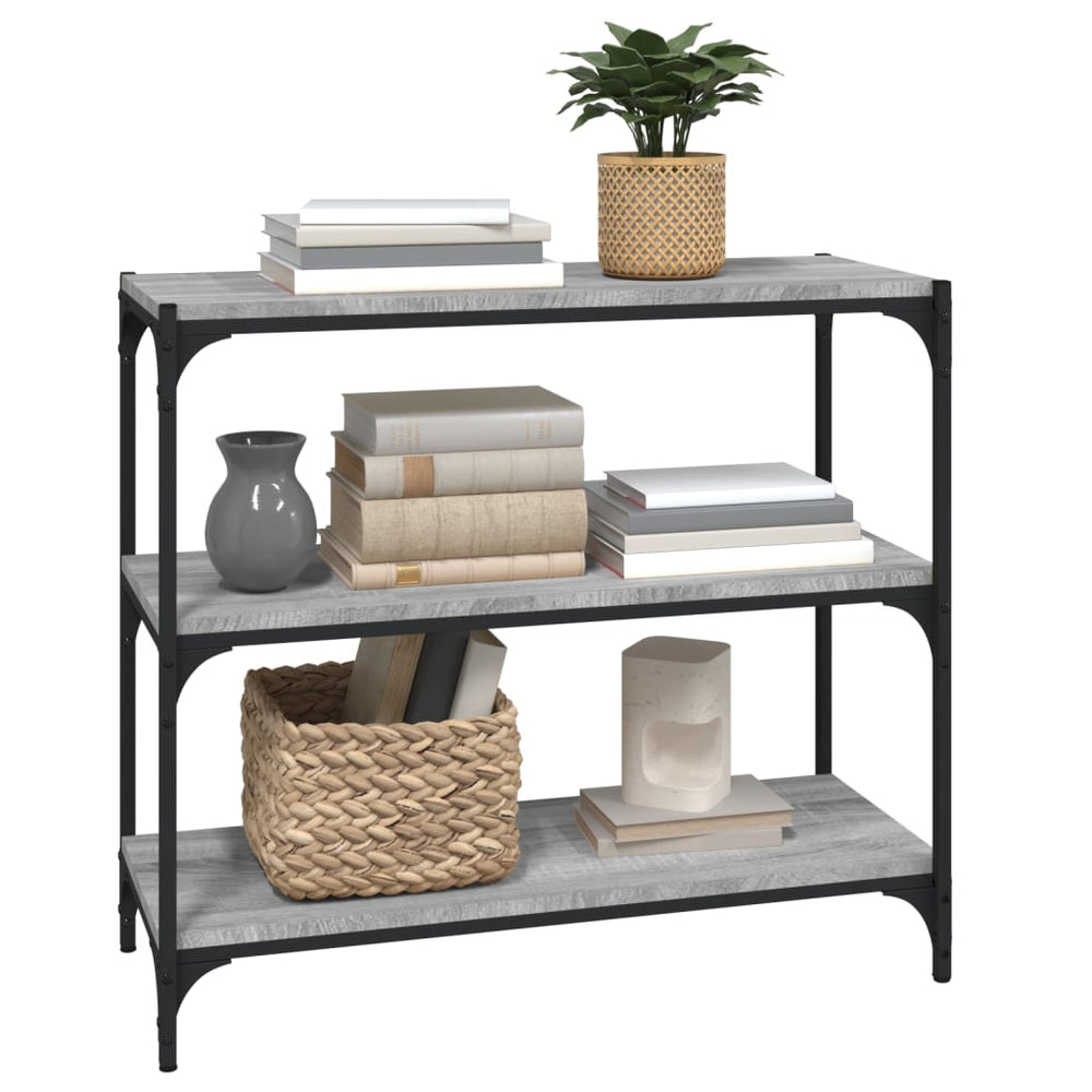 Boekenkast 80x33x70,5 cm hout en staal grijs sonoma eikenkleur MeubelReus