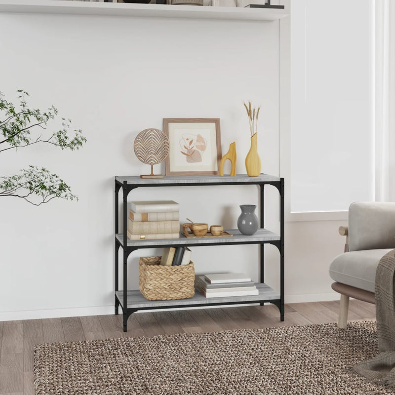 Boekenkast 80x33x70,5 cm hout en staal grijs sonoma eikenkleur MeubelReus