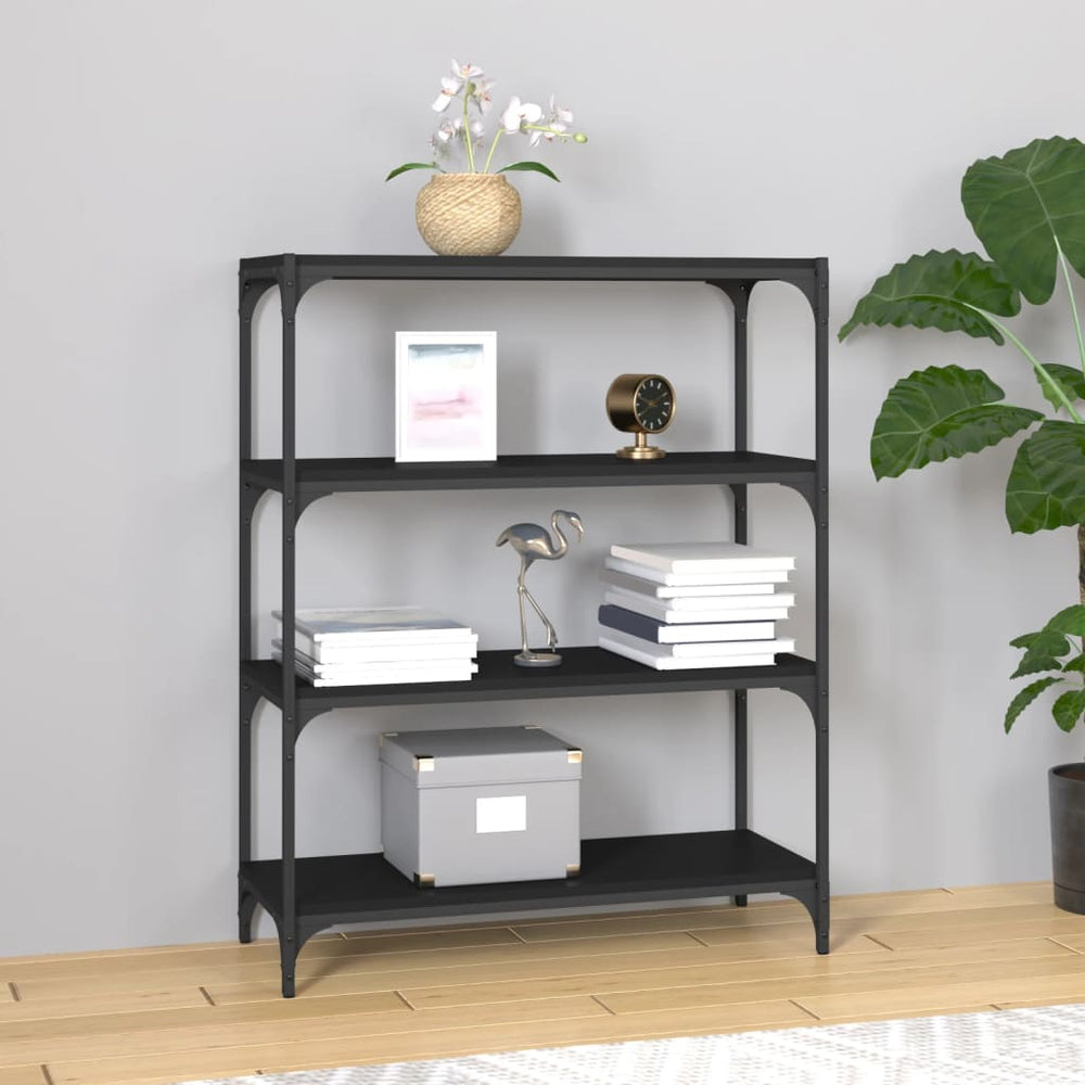 Boekenkast 80x33x100 cm bewerkt hout en staal zwart MeubelReus