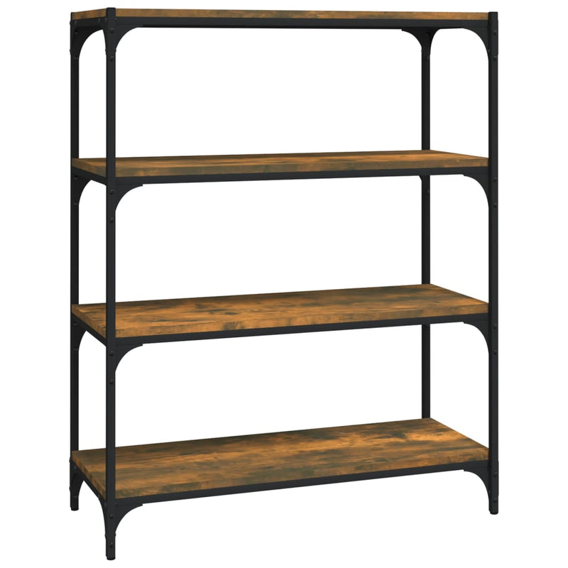 Boekenkast 80x33x100 cm bewerkt hout en staal gerookt eiken MeubelReus