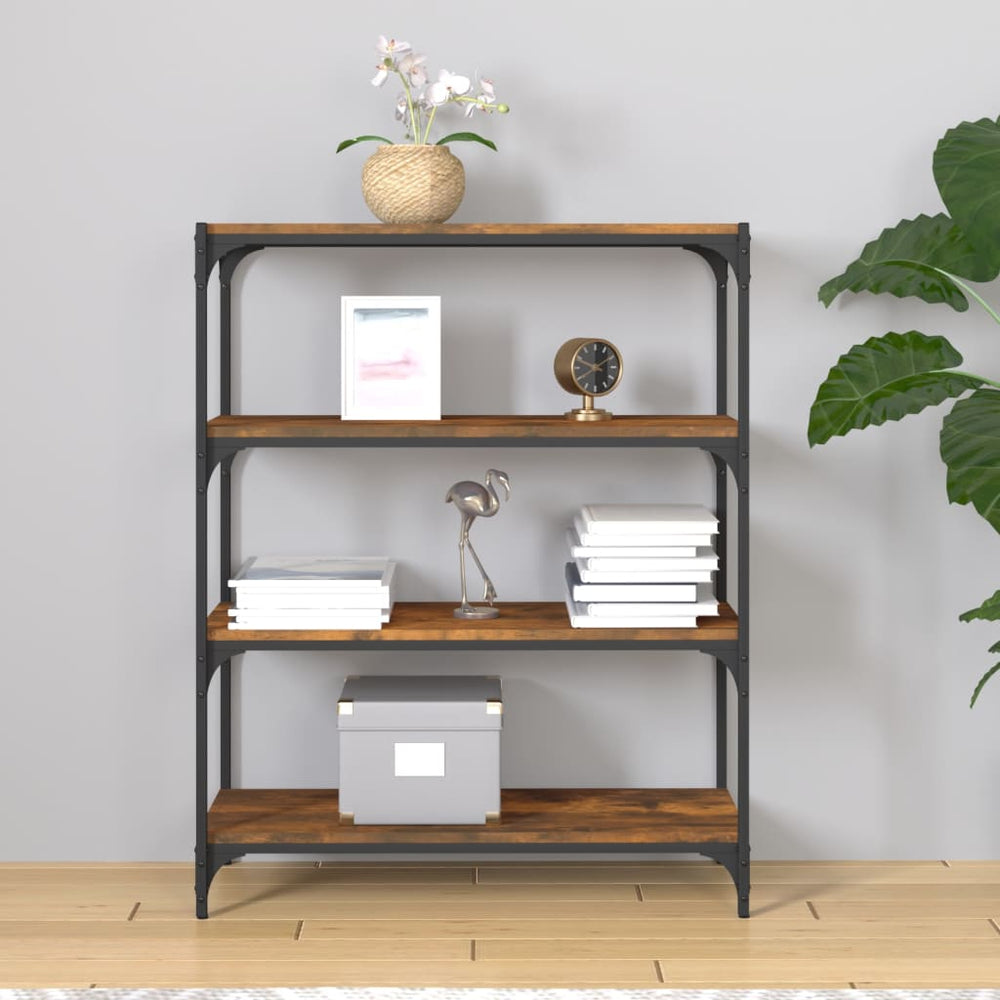 Boekenkast 80x33x100 cm bewerkt hout en staal gerookt eiken MeubelReus