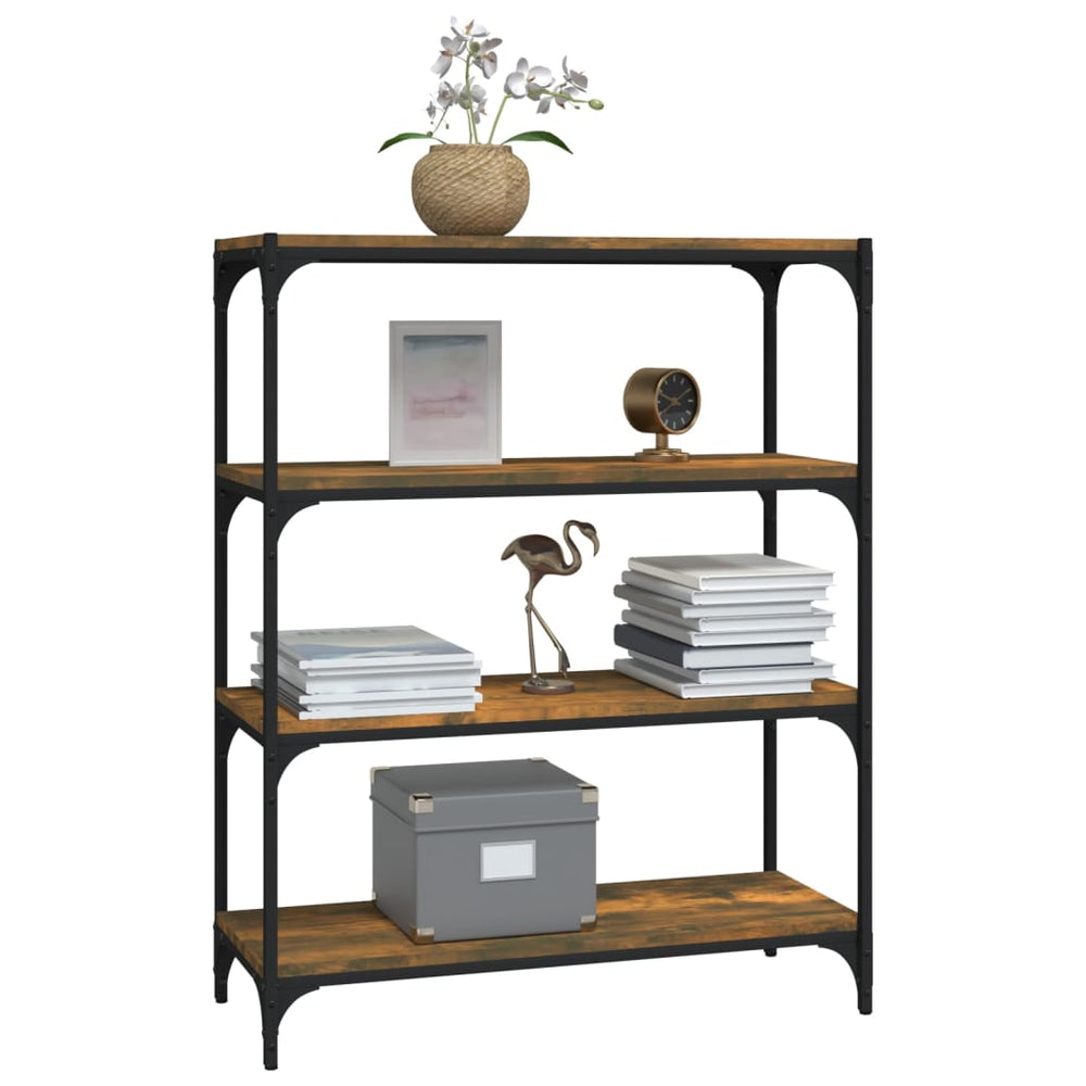 Boekenkast 80x33x100 cm bewerkt hout en staal gerookt eiken MeubelReus