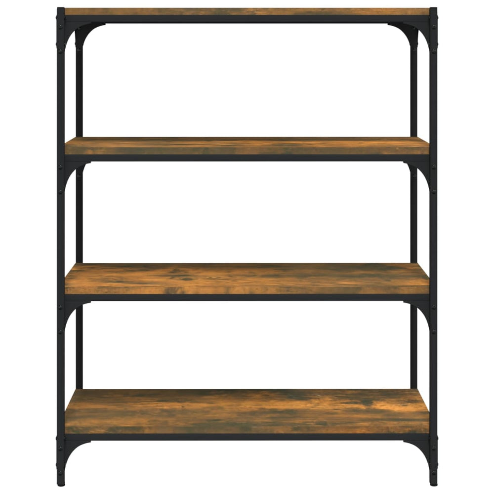 Boekenkast 80x33x100 cm bewerkt hout en staal gerookt eiken MeubelReus