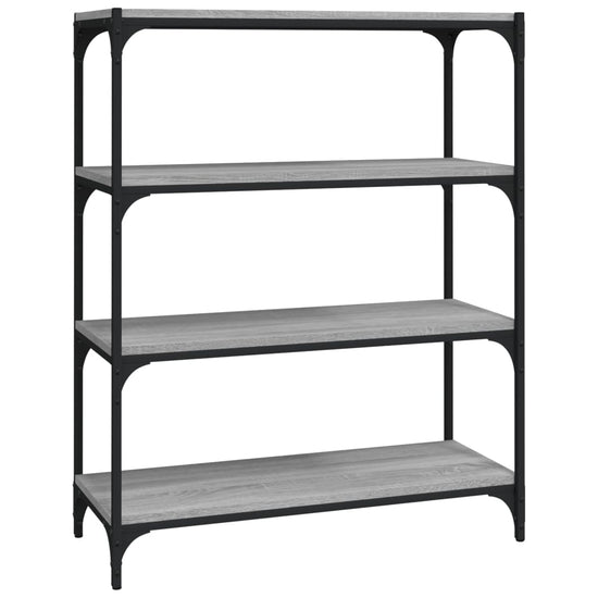 Boekenkast 80x33x100 cm hout en staal grijs sonoma eikenkleur MeubelReus