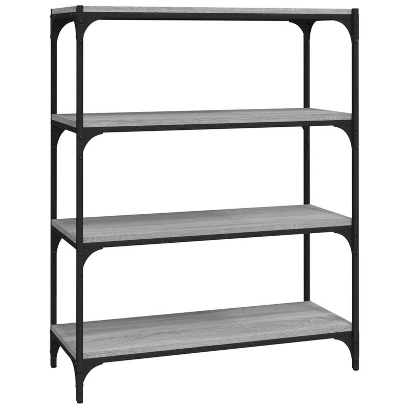 Boekenkast 80x33x100 cm hout en staal grijs sonoma eikenkleur MeubelReus