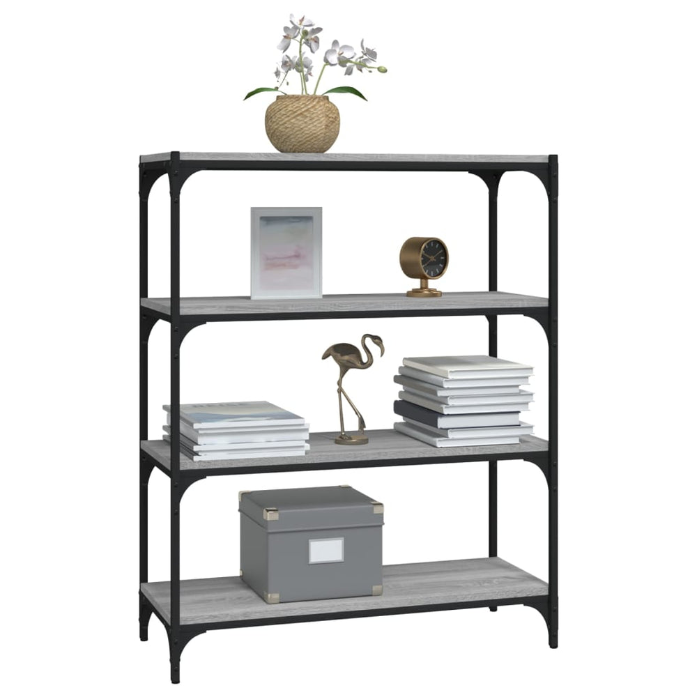 Boekenkast 80x33x100 cm hout en staal grijs sonoma eikenkleur MeubelReus