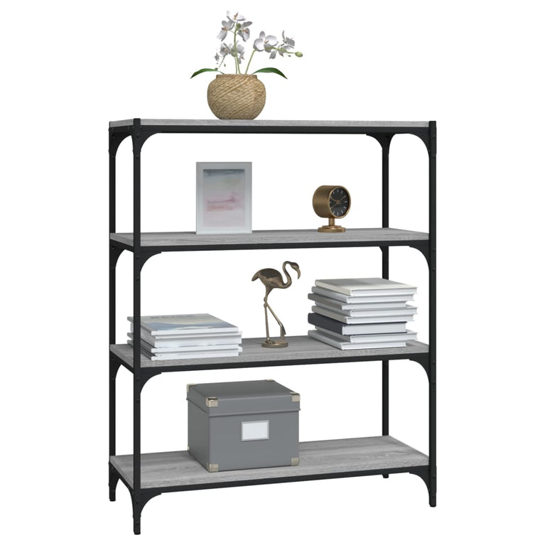 Boekenkast 80x33x100 cm hout en staal grijs sonoma eikenkleur MeubelReus