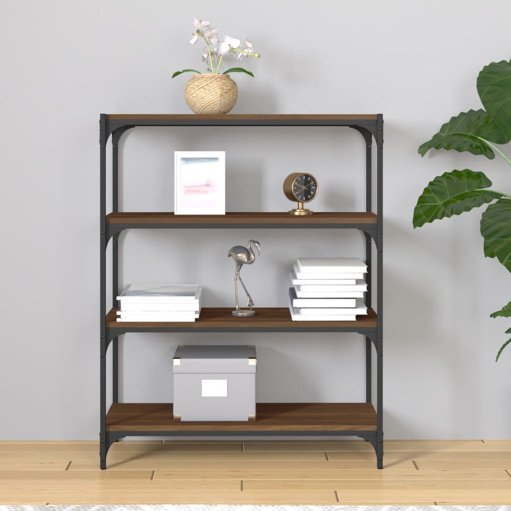 Boekenkast 80x33x100 cm bewerkt hout en staal bruineikenkleur MeubelReus