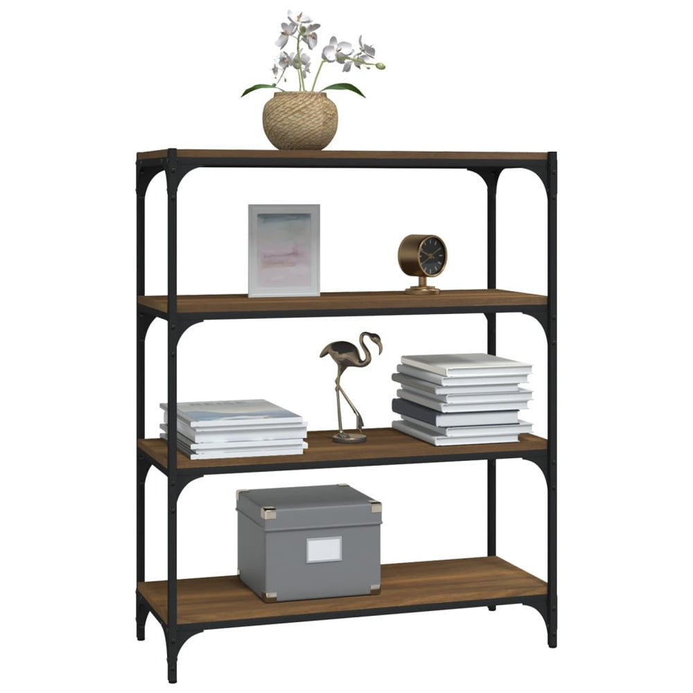Boekenkast 80x33x100 cm bewerkt hout en staal bruineikenkleur MeubelReus
