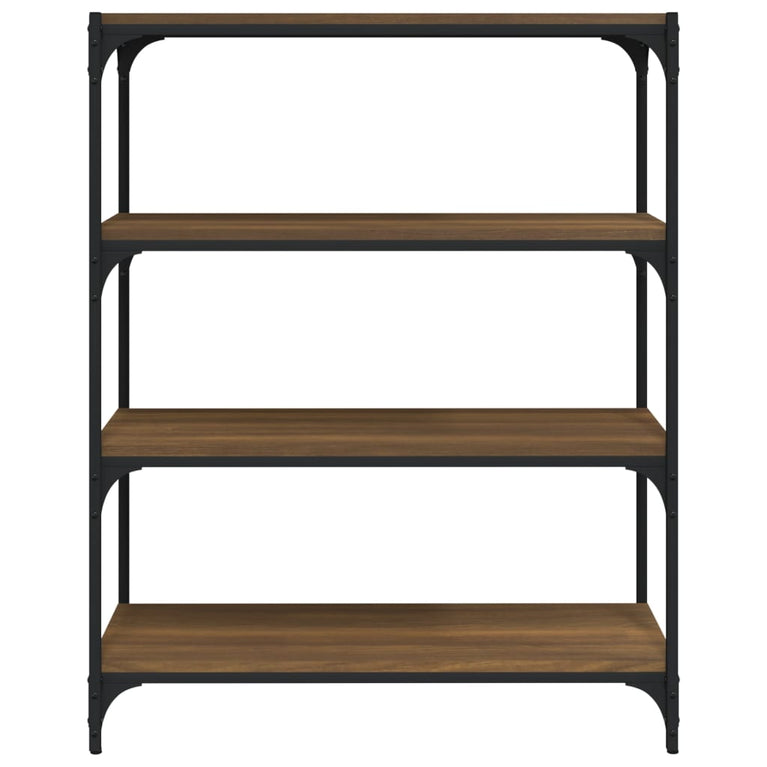 Boekenkast 80x33x100 cm bewerkt hout en staal bruineikenkleur MeubelReus