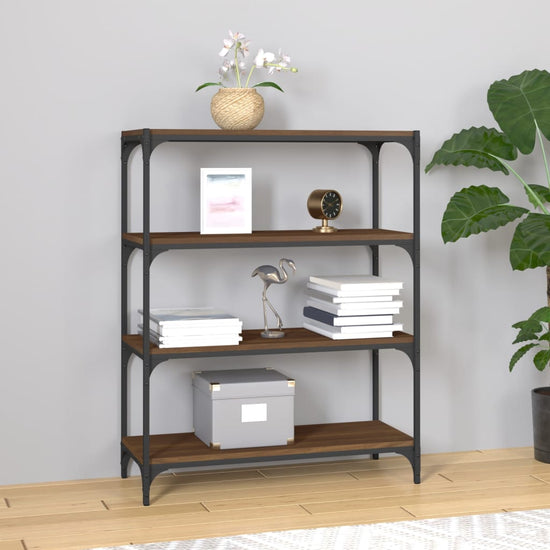 Boekenkast 80x33x100 cm bewerkt hout en staal bruineikenkleur MeubelReus