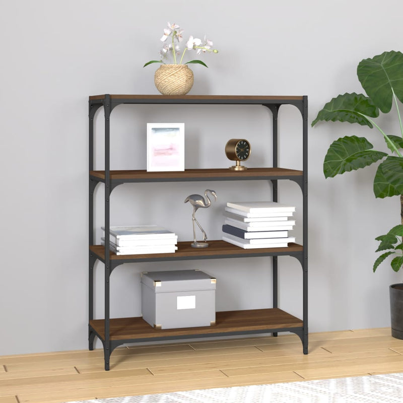 Boekenkast 80x33x100 cm bewerkt hout en staal bruineikenkleur MeubelReus