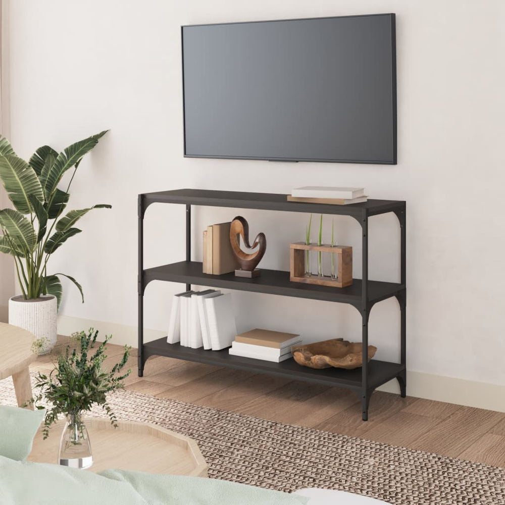 Boekenkast 100x33x70,5 cm bewerkt hout en staal zwart MeubelReus