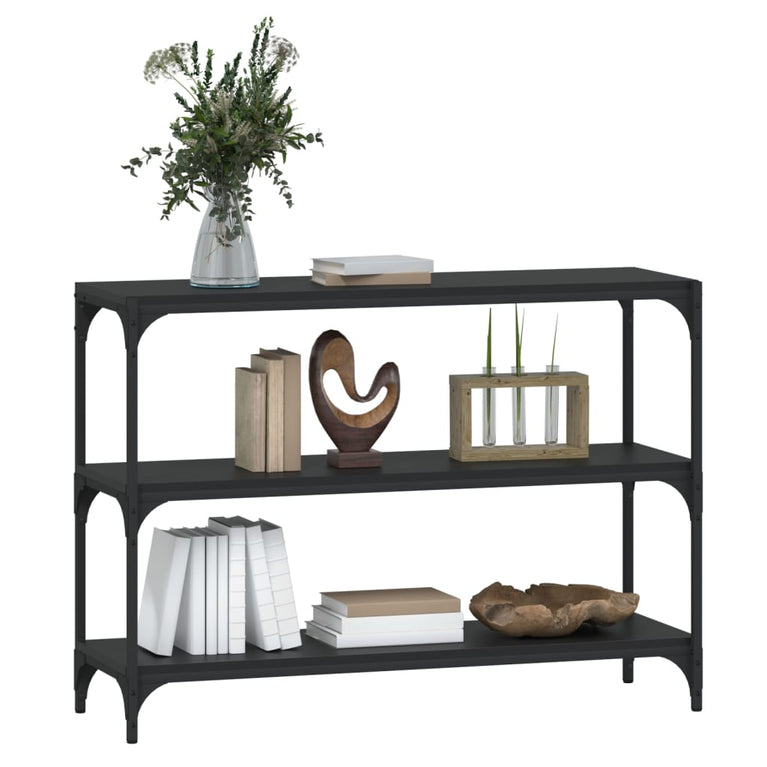 Boekenkast 100x33x70,5 cm bewerkt hout en staal zwart MeubelReus