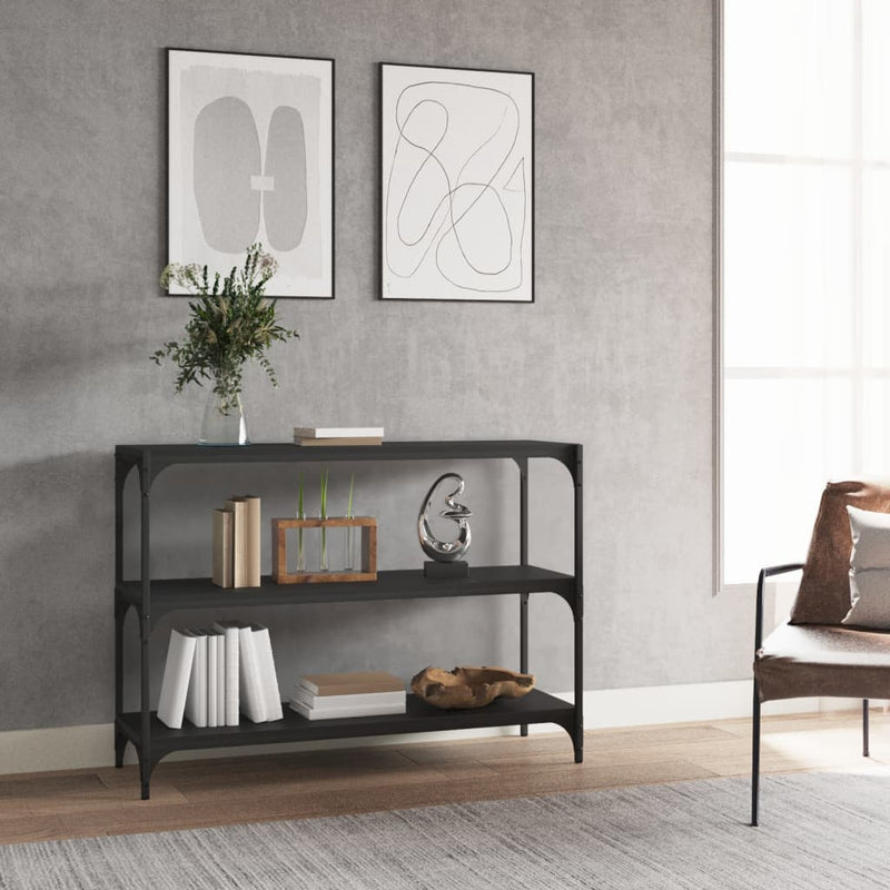 Boekenkast 100x33x70,5 cm bewerkt hout en staal zwart MeubelReus