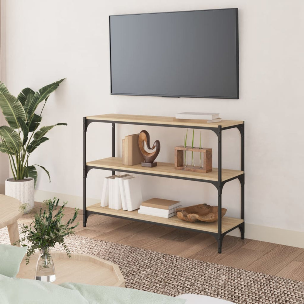 Boekenkast 100x33x70,5 cm bewerkt hout en staal sonoma eiken MeubelReus