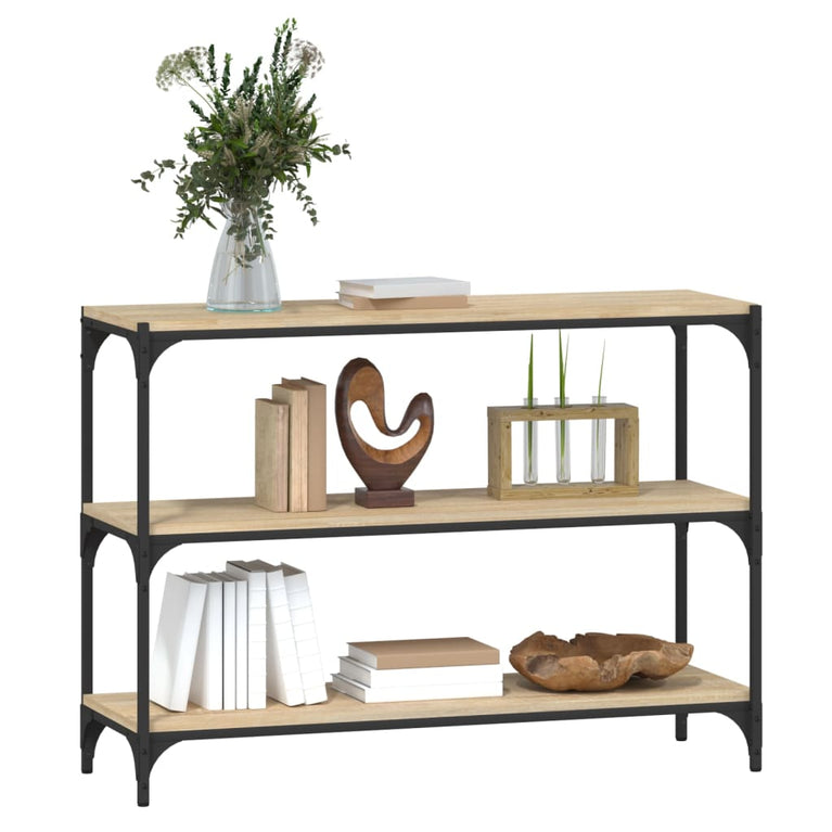 Boekenkast 100x33x70,5 cm bewerkt hout en staal sonoma eiken MeubelReus