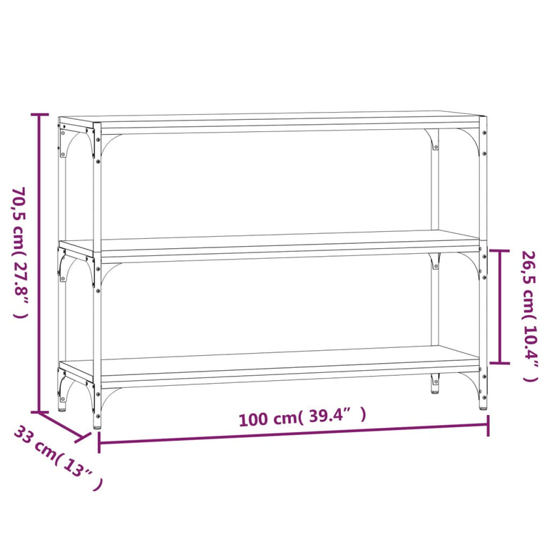 Boekenkast 100x33x70,5 cm bewerkt hout en staal sonoma eiken MeubelReus