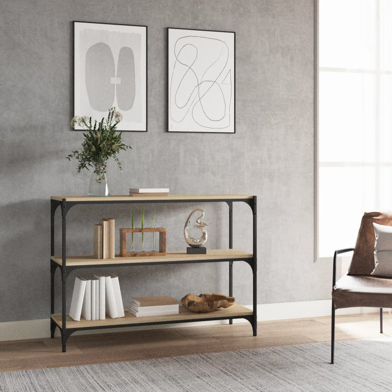 Boekenkast 100x33x70,5 cm bewerkt hout en staal sonoma eiken MeubelReus