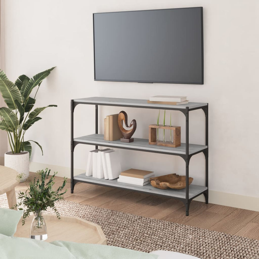Boekenkast 100x33x70,5 cm hout en staal grijs sonoma eikenkleur MeubelReus