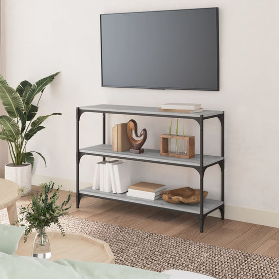 Boekenkast 100x33x70,5 cm hout en staal grijs sonoma eikenkleur MeubelReus