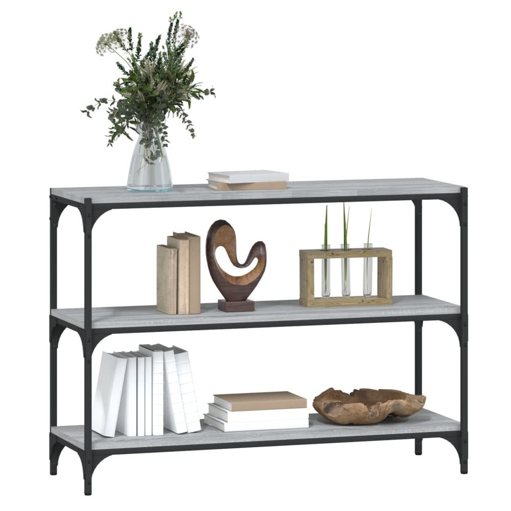 Boekenkast 100x33x70,5 cm hout en staal grijs sonoma eikenkleur MeubelReus